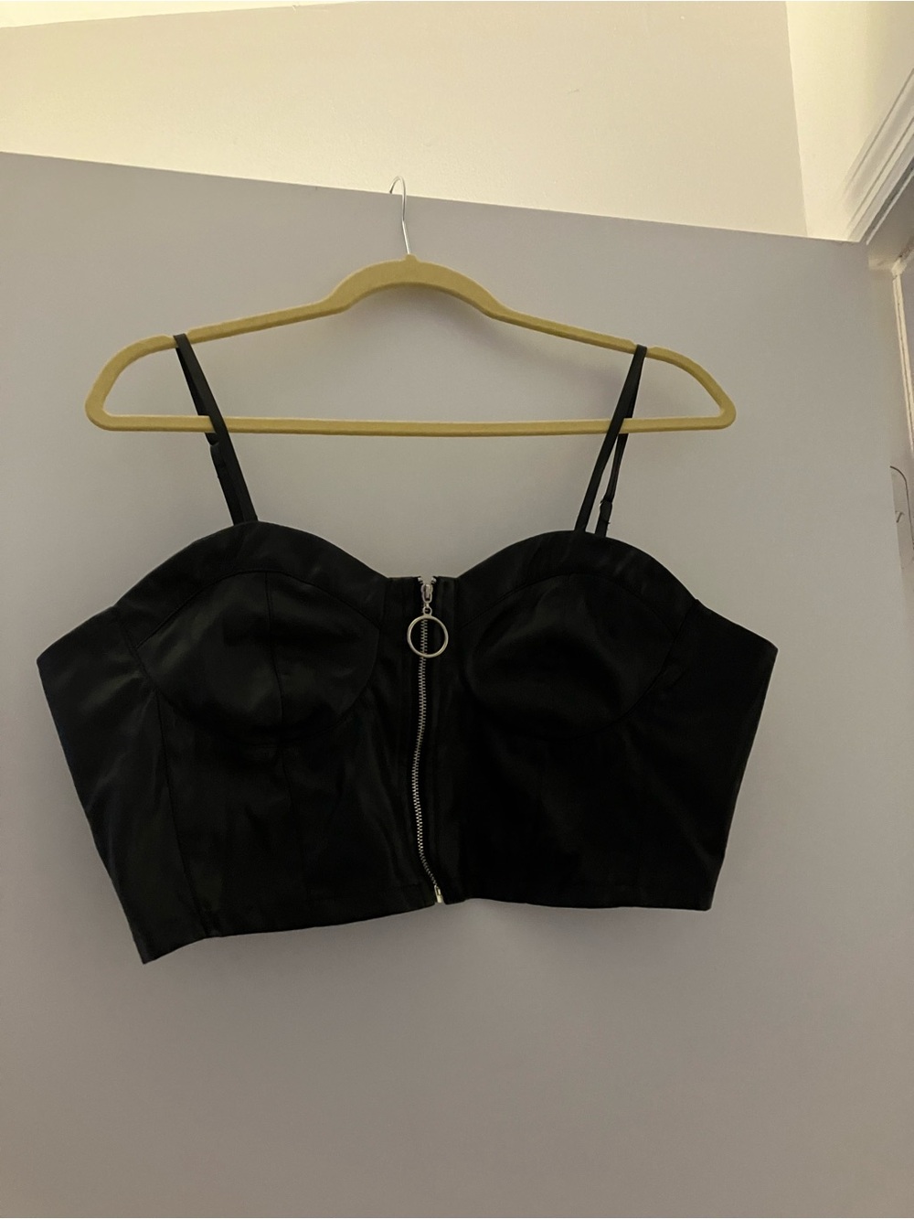 Black pleather crop top
